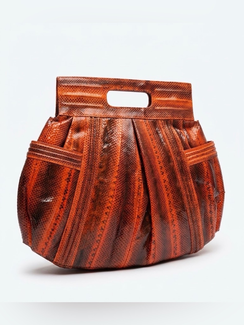 Snakeskin Orange Textured Satchel Handbag